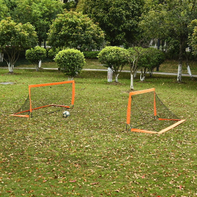 Orange Foldable 6x3 ft Soccer Goal Net Set - 2 Pack