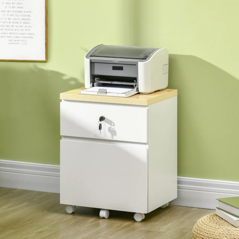 White 2-Drawer Locking Filing Cabinet for Legal Size Files