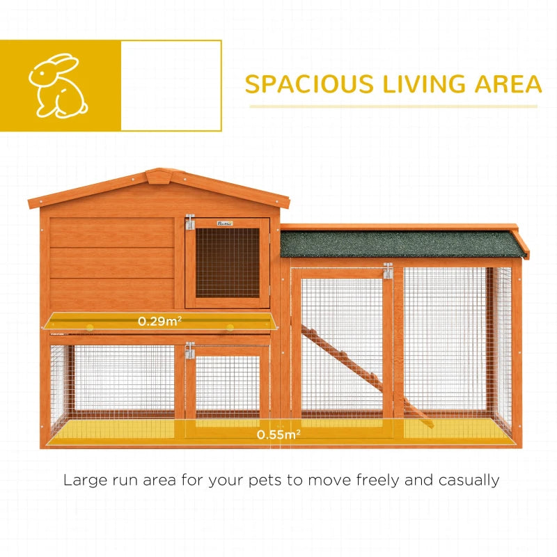 Yellow 2 Tier Rabbit Hutch with Run and Ramp