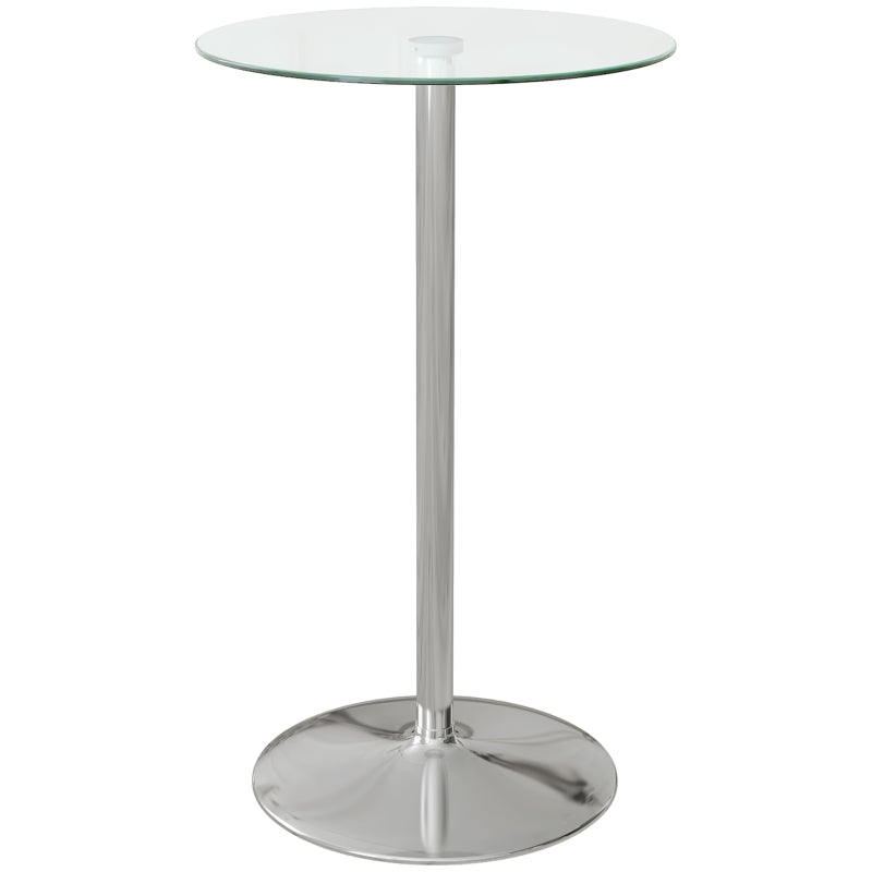Clear Glass Round Bar Table with Steel Base