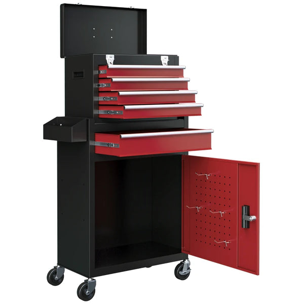 Black/Red Two-Part Tool Chest on Wheels