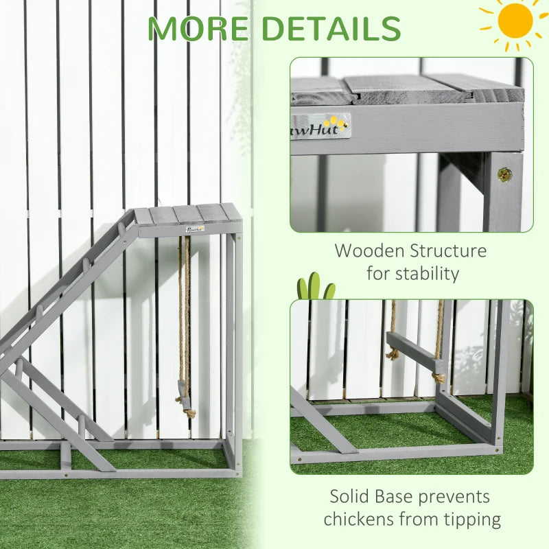 Grey Wooden Chicken Coop Playset with Swing & Ladder