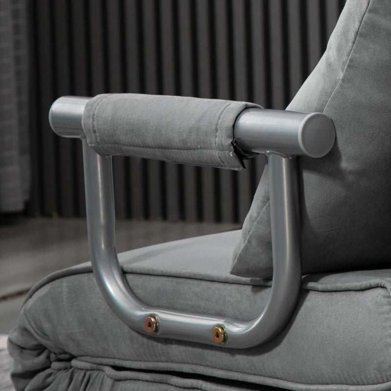 Grey Suedette Adjustable Back Sofa Chair