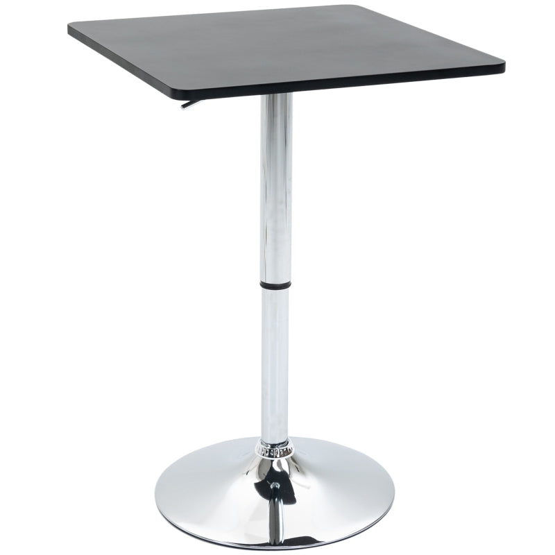 Modern Black and Silver Swivel Bar Table with Adjustable Height