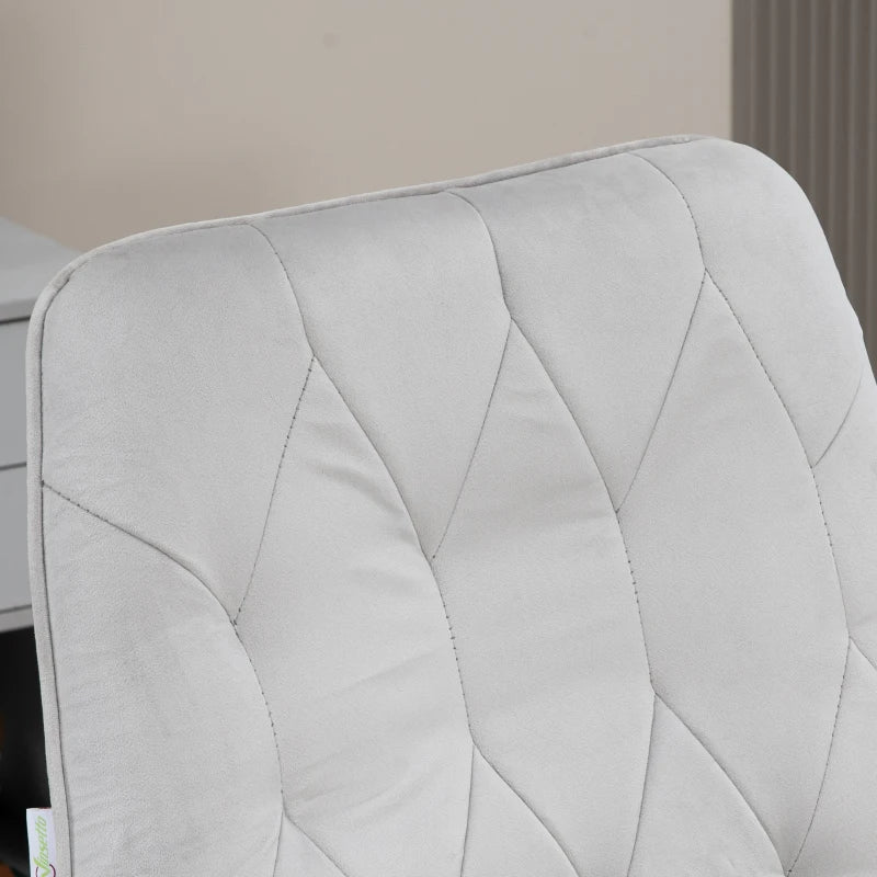 Light Grey Linen Swivel Computer Chair with Armrest