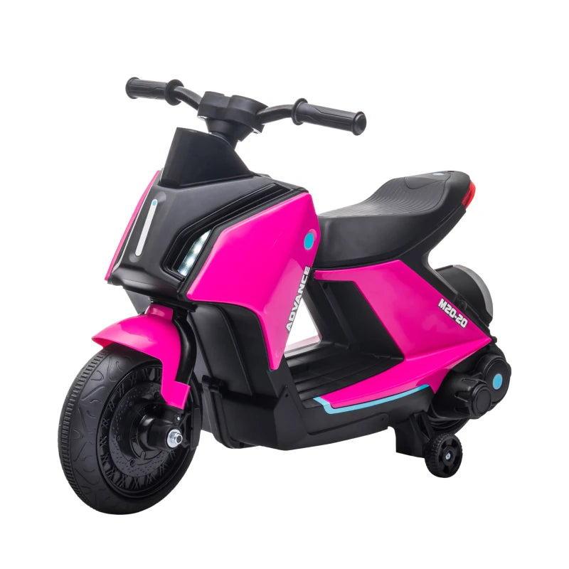 6V Pink Kids Electric Motorbike Ride-On Toy with Music & Lights