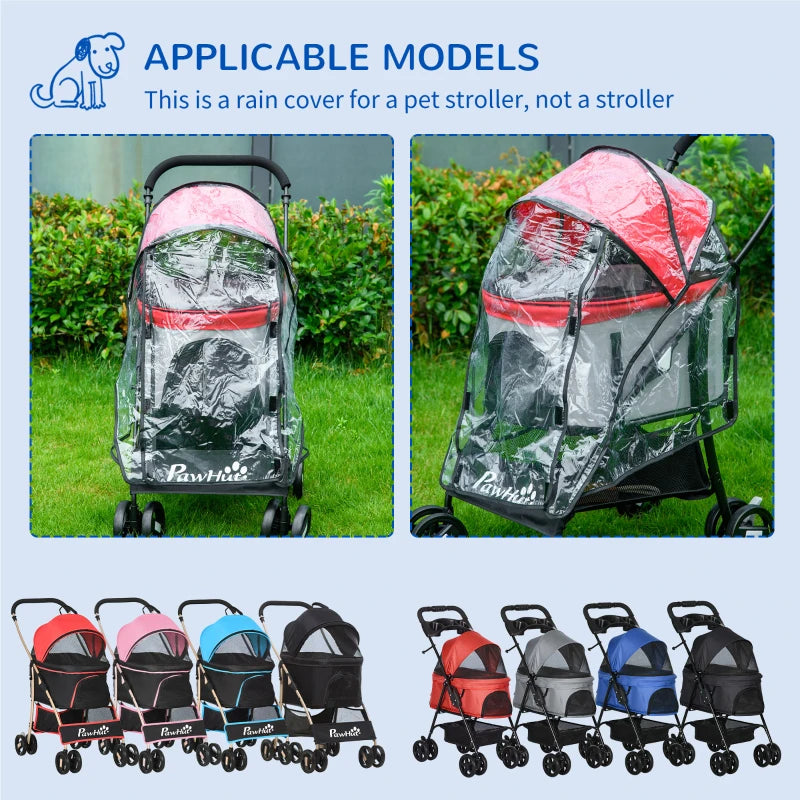 Pet Stroller Rain Cover, Front & Rear Entry, Clear