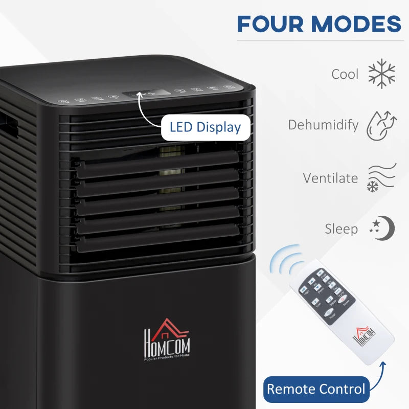 Portable 4-in-1 Air Conditioner Unit - Cooling, Dehumidifying, Ventilating - Black - 7000 BTU