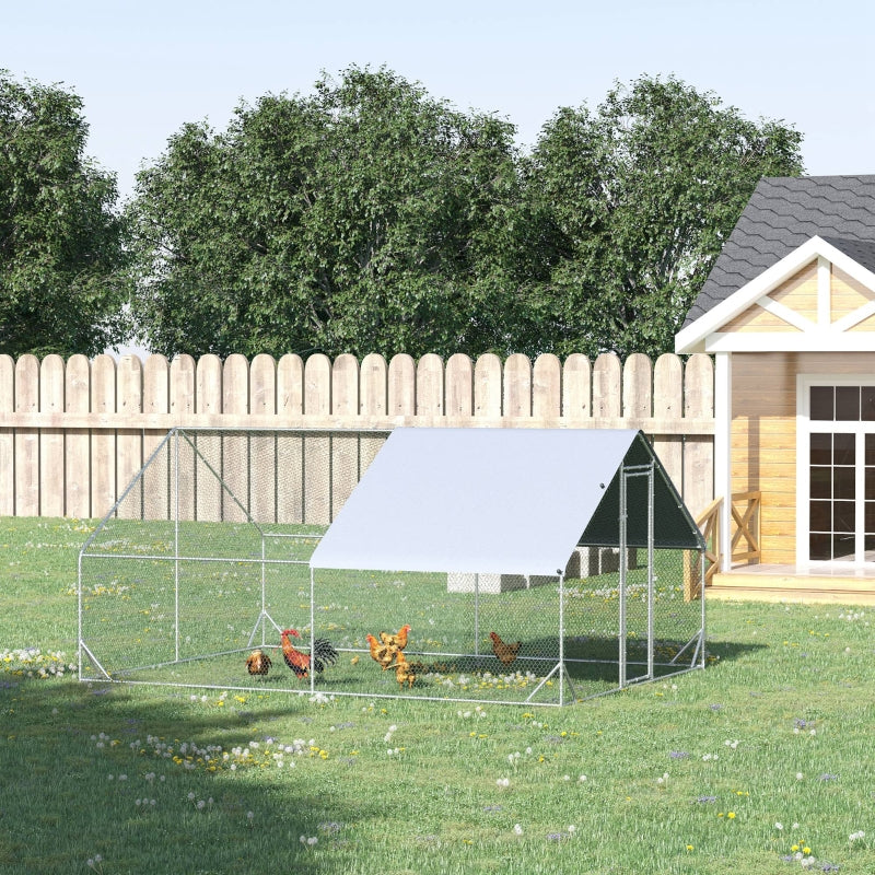 Galvanised Chicken Run with Water-Resistant Cover, 3x4x2m