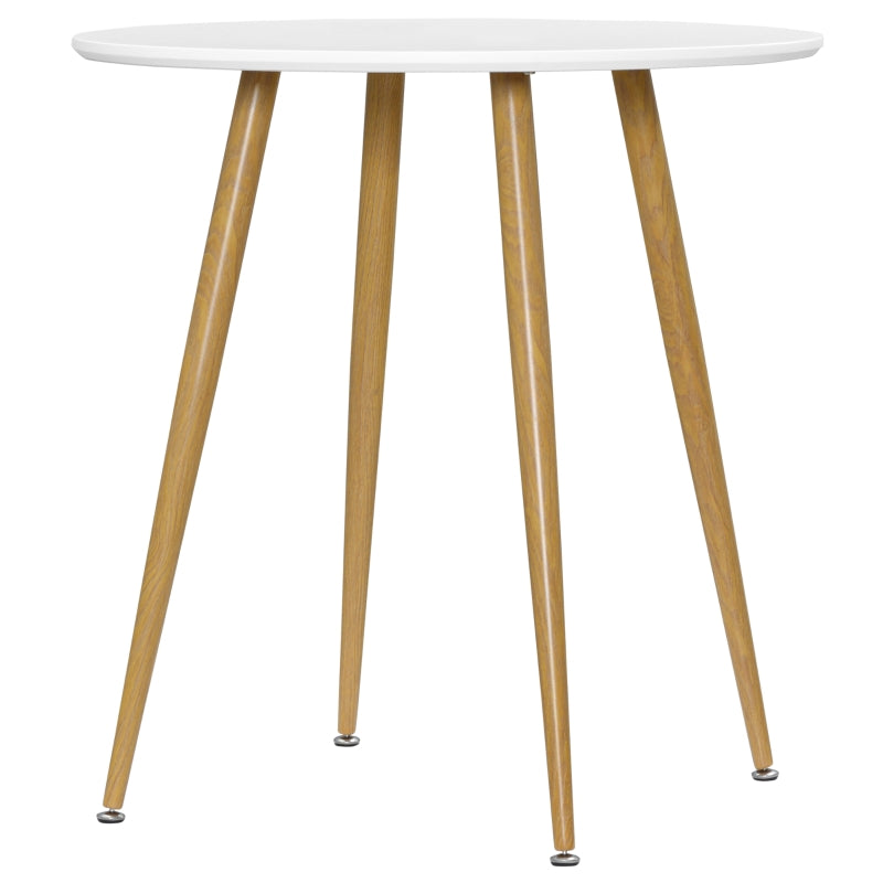 White Round Dining Table for 2, Matte Top, Metal Legs