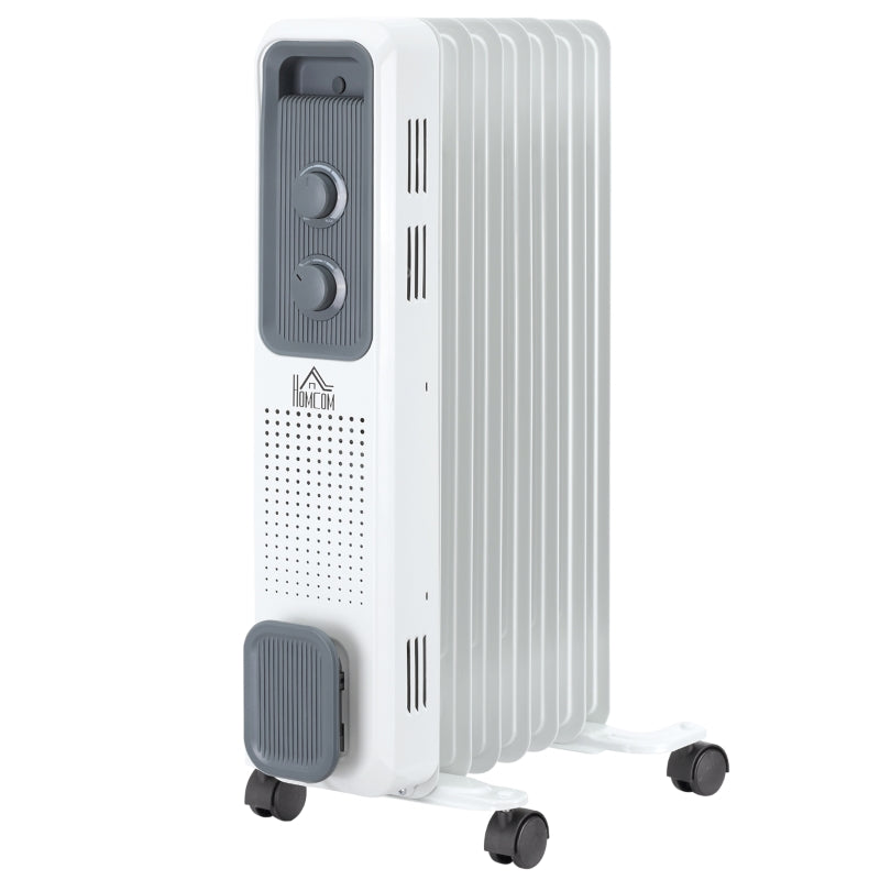 White 1500W Portable Oil Filled Radiator Heater
