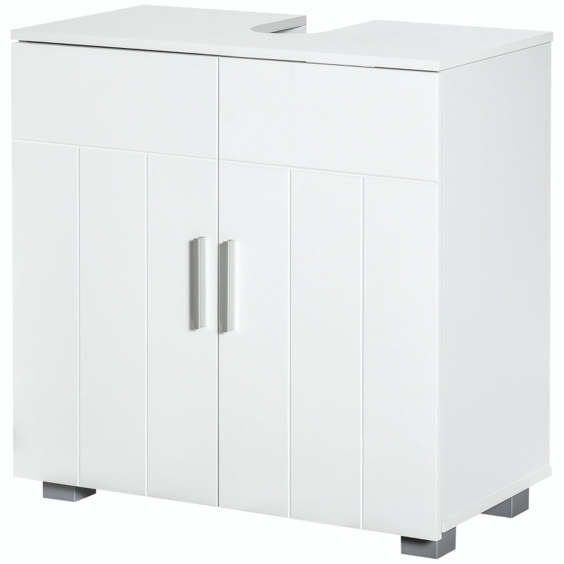 White Under Sink Storage Cabinet with Double Doors