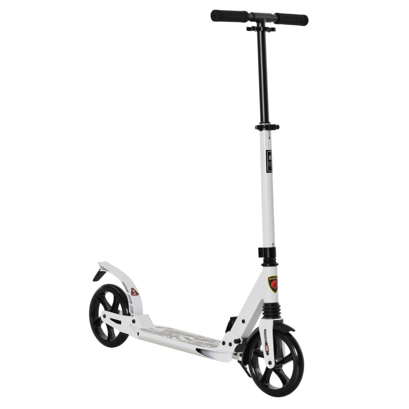 White Folding Kick Scooter with 2 Big Wheels for Teens and Adults 14+