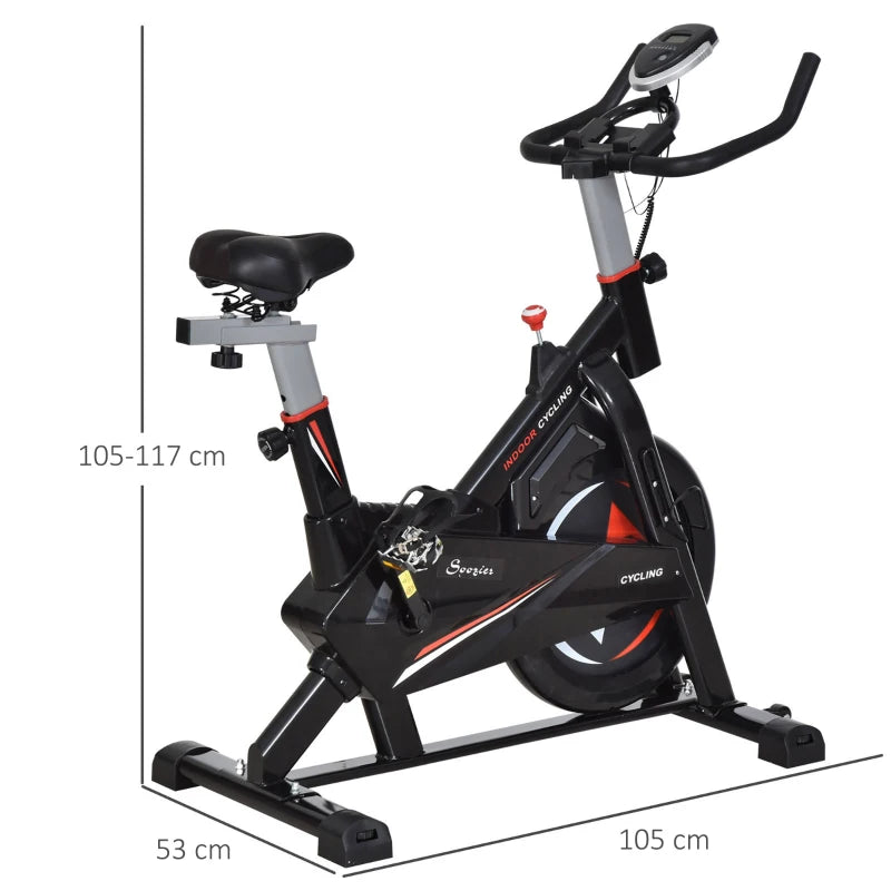 Black Stationary Exercise Bike with Adjustable Resistance and LCD Monitor