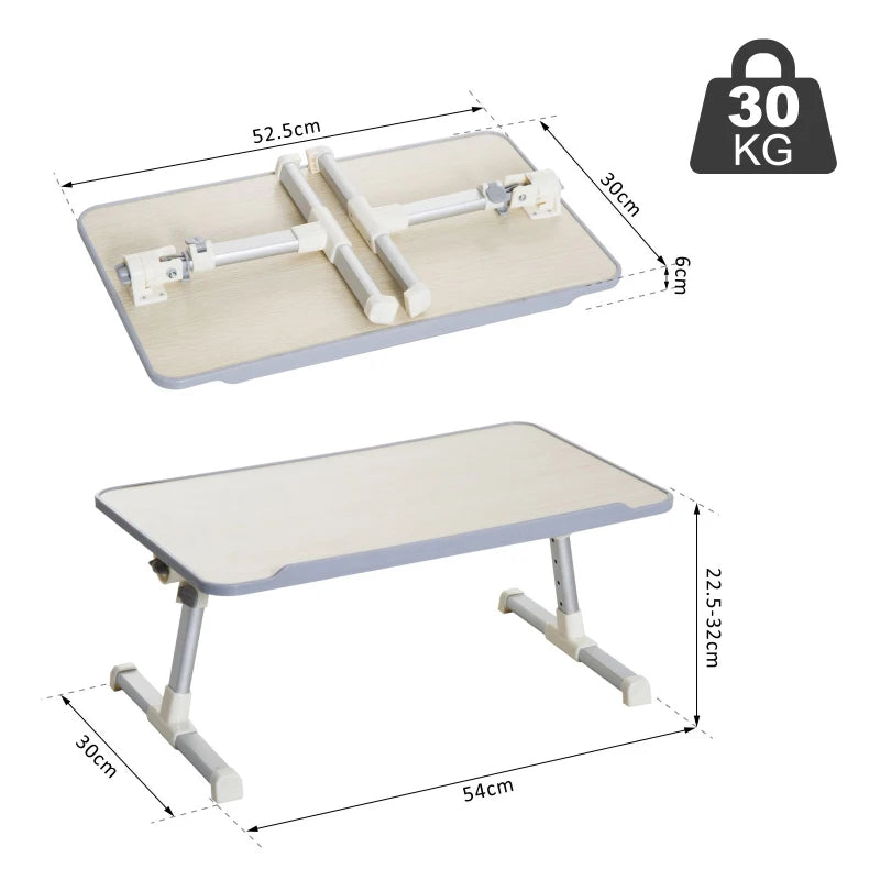 Adjustable Oak Laptop Stand - 4 Heights, Tilt Feature - Silver Frame