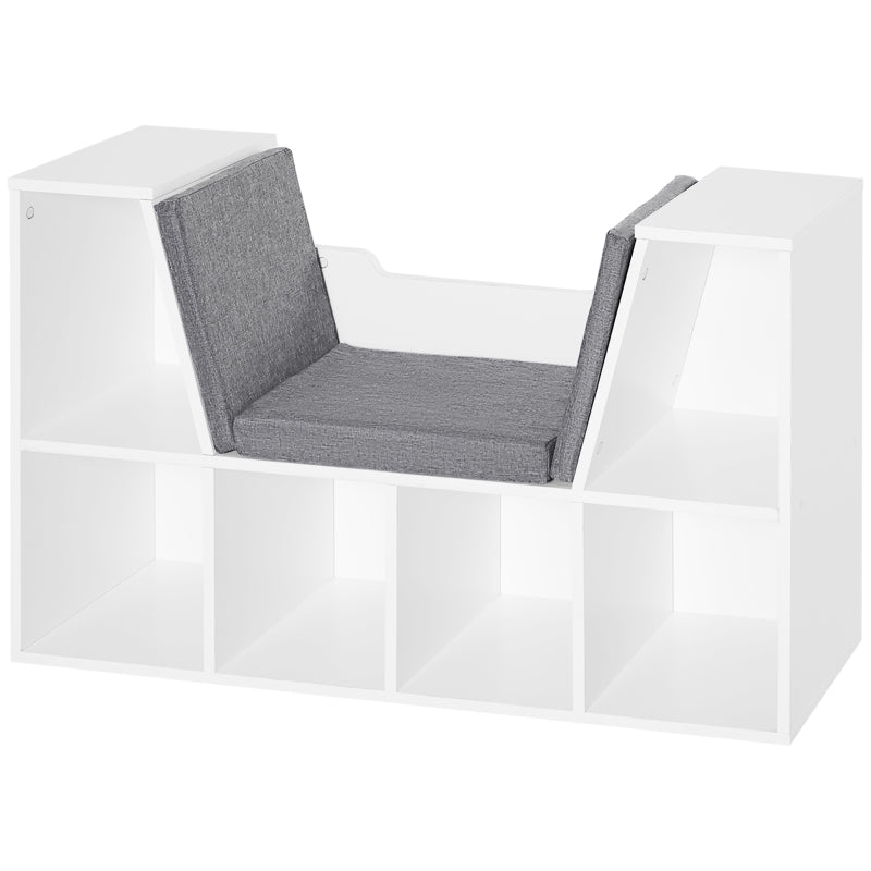 White Cushioned Reading Seat Bookcase Shelf