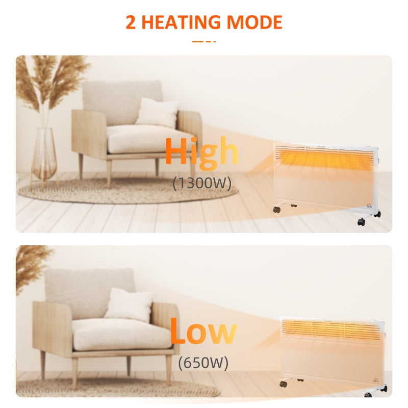 White Electric Convector Heater with 2 Heat Settings