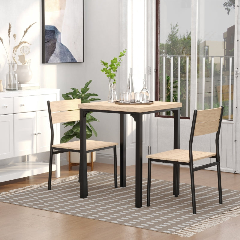 3-Piece Dining Set, Light Wood/Black