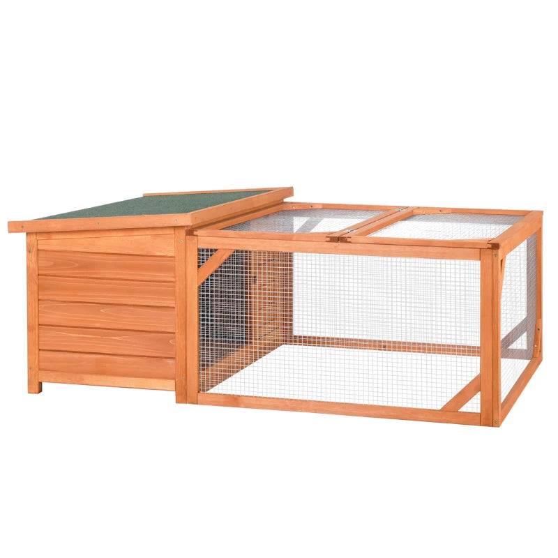 Orange Outdoor Small Animal Hutch with Run and Openable Roof 125.5 x 100 x 49cm