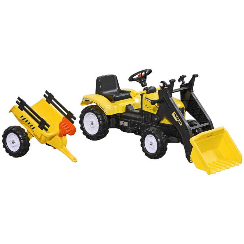 Yellow Kids Pedal Go Kart Excavator