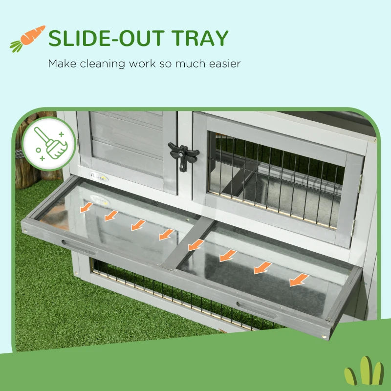 Grey Wooden Rabbit Hutch with Outdoor Run