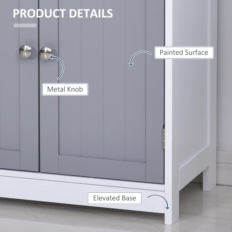 Freestanding Bathroom Storage Cabinet 75x60cm Grey White 2 Drawers Cupboard