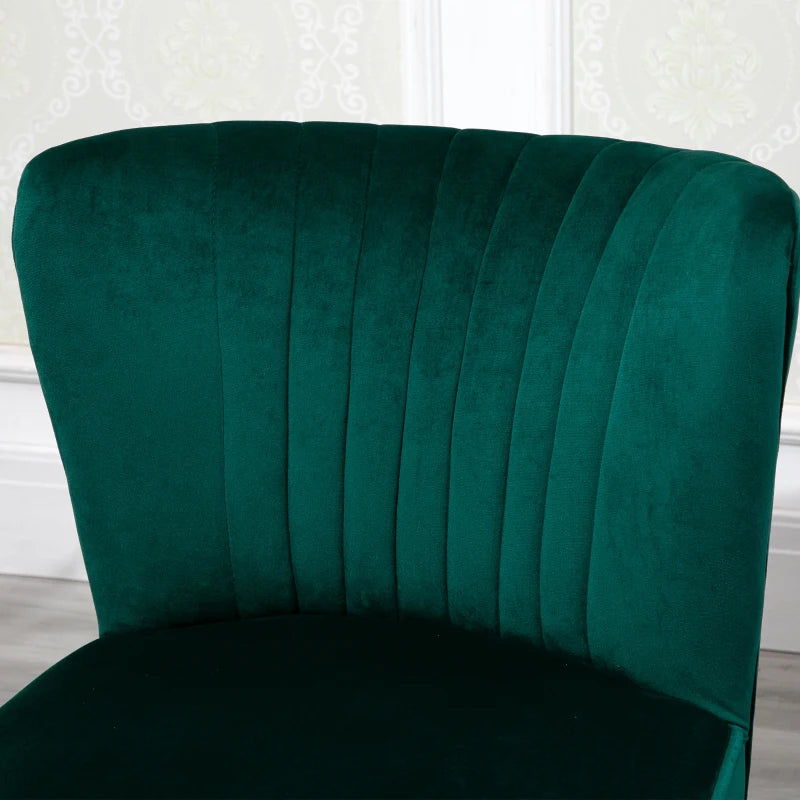 Green Velvet Tub Accent Chairs Set of 2 with Curved Back and Wood Legs