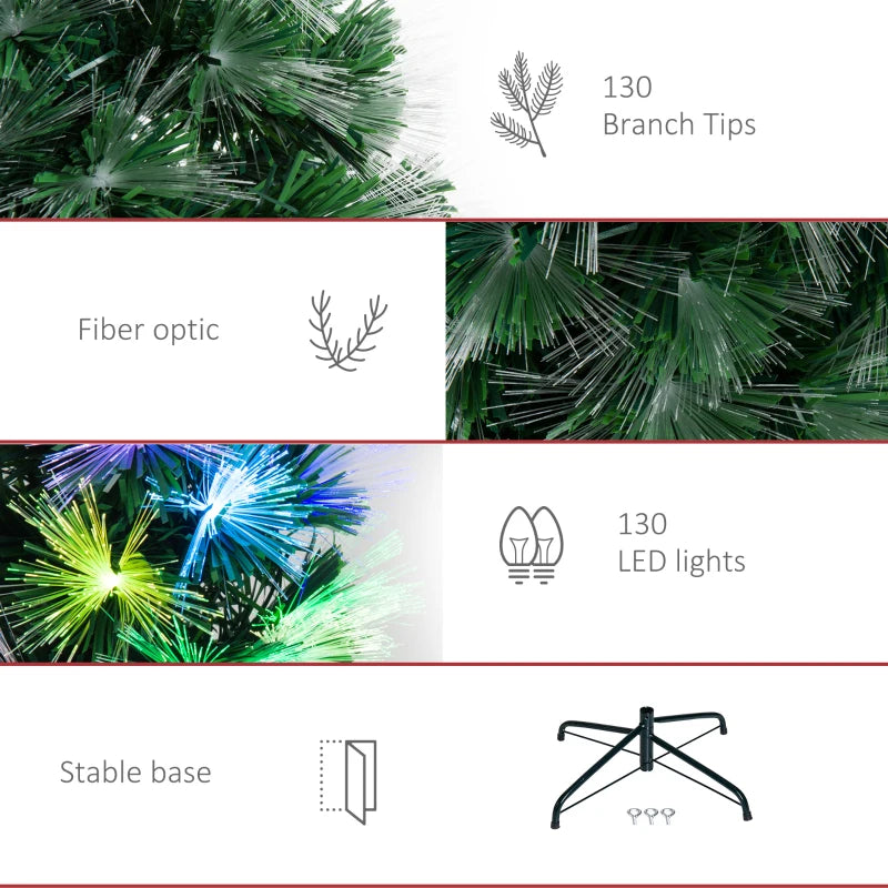 4FT Multicoloured Fibre Optic Christmas Tree with Pre-Lit Modes