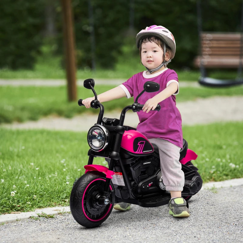 Kids Pink Electric Motorbike with Training Wheels - Easy Start