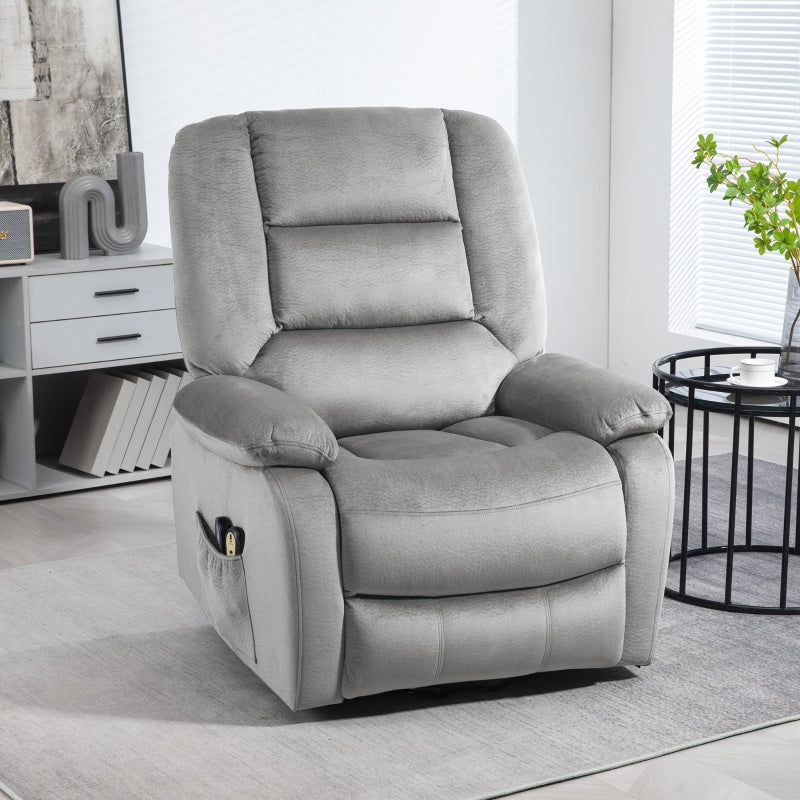 Grey Electric Massage Recliner Chair with Heat and Side Pocket