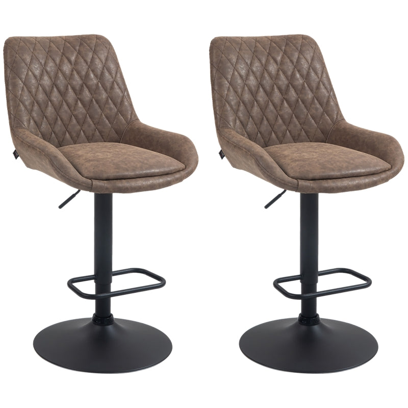 Brown Faux Leather Retro Bar Stools Set of 2