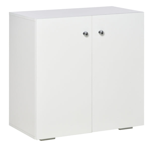 White Wooden Freestanding Storage Cabinet with Two Shelves