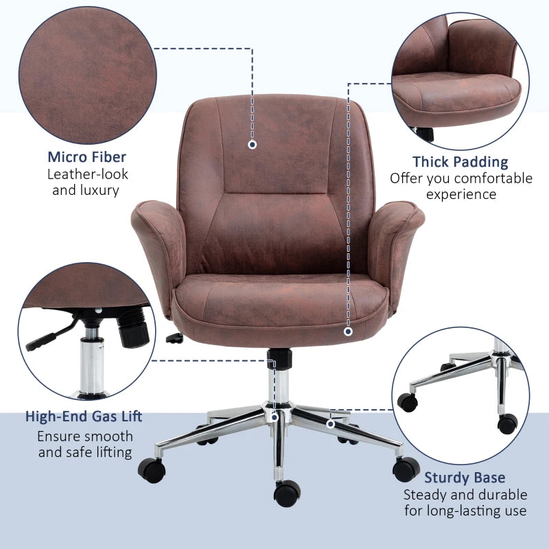 Red Swivel Office Desk Chair with Armrest and Wheels