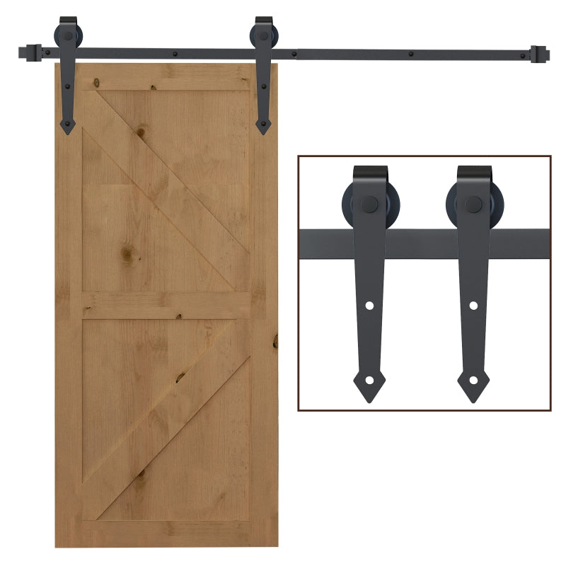 6ft Sliding Wood Barn Door Kit - Stainless Steel - Natural Wood