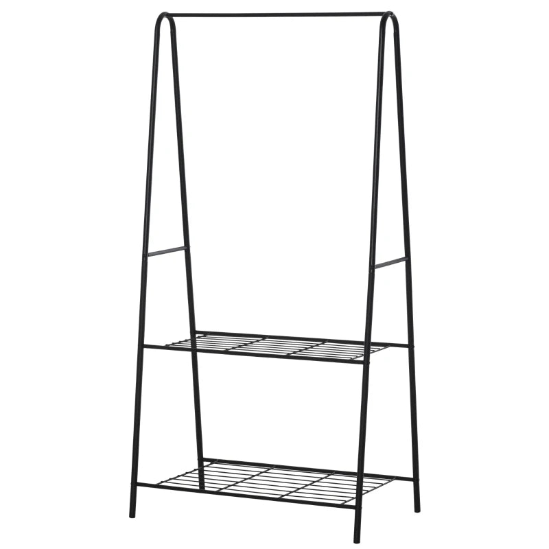 Black 2-Tier A-Shaped Steel Clothes Rack - 77L x 45W x 153H cm