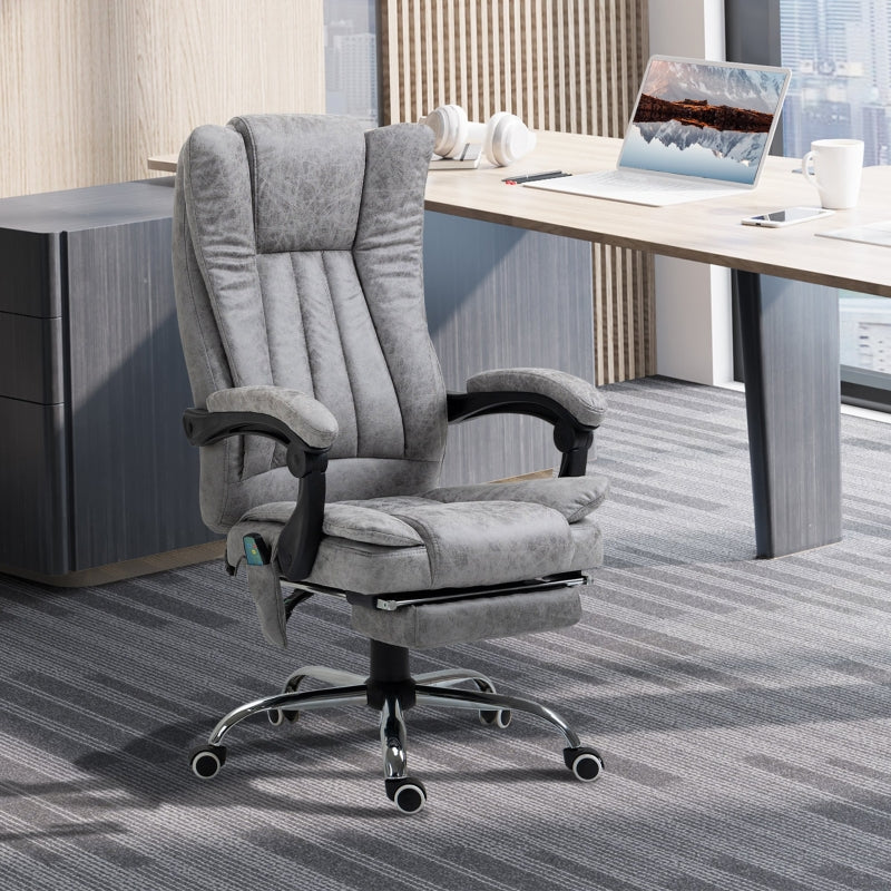 Grey Massage Office Chair with Heat & Footrest