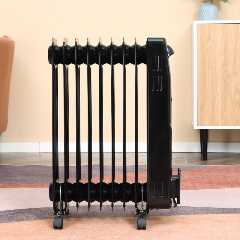 Black 2000W Digital Oil Filled Radiator with Timer & Remote Control