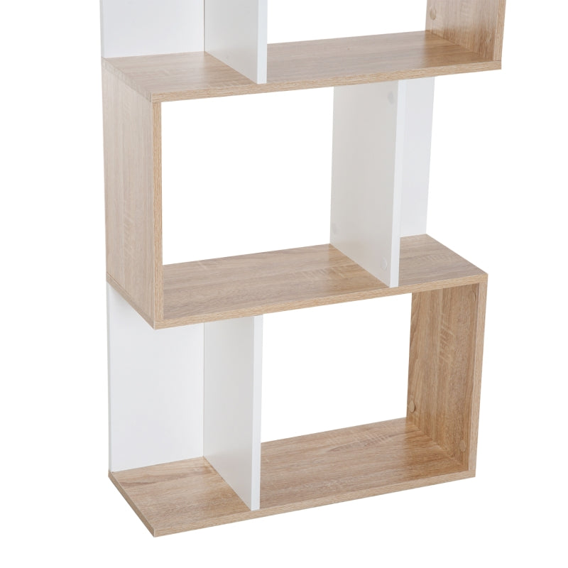 Four-Tier Double 'S' Shelving Unit - White & Oak