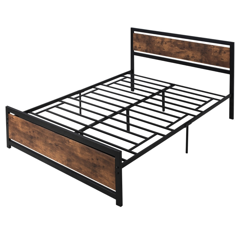 King Size Metal Bed Frame with Storage, Strong Slat Support - Grey