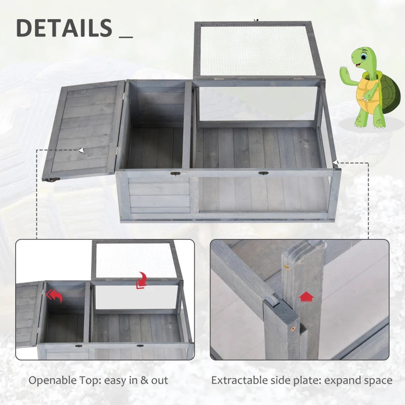 Wooden Tortoise House with Mesh Roofs - Small Reptile Enclosure