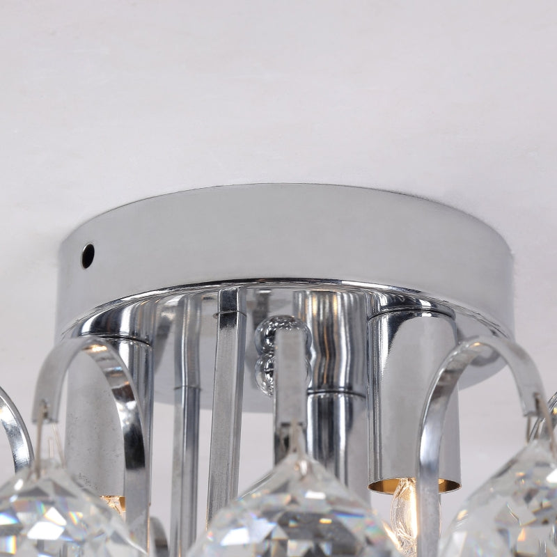 Silver Crystal Droplets Ceiling Light 30x30cm