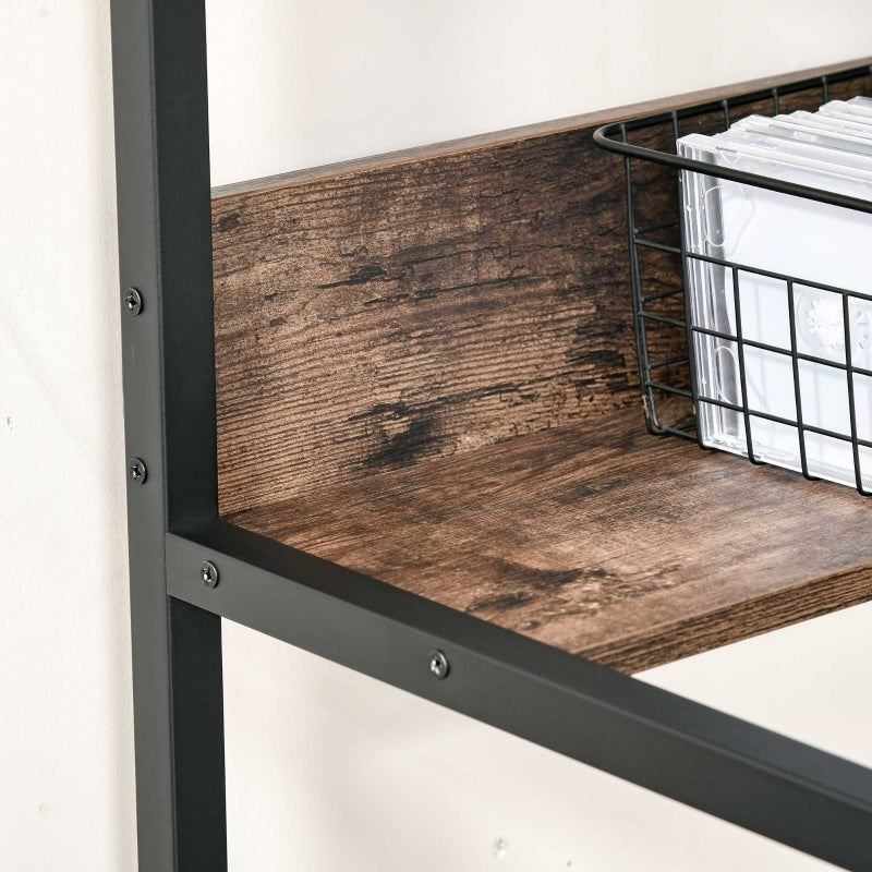 Rustic Brown Computer Desk with Storage Shelf, 120 x 60cm, Metal Frame