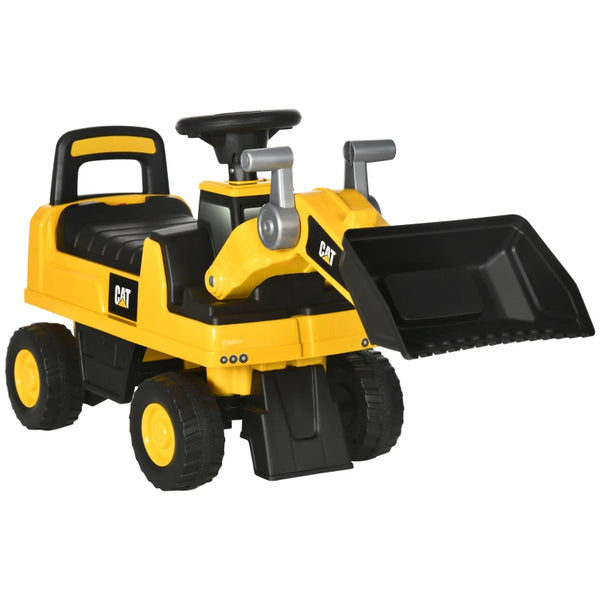 Yellow Kids Construction Ride-On Excavator Toy with Shovel & Horn for Ages 1-3