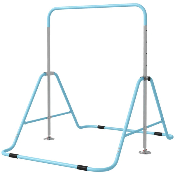 Adjustable Kids Gymnastic Bar - Foldable Horizontal Bars, Light Blue