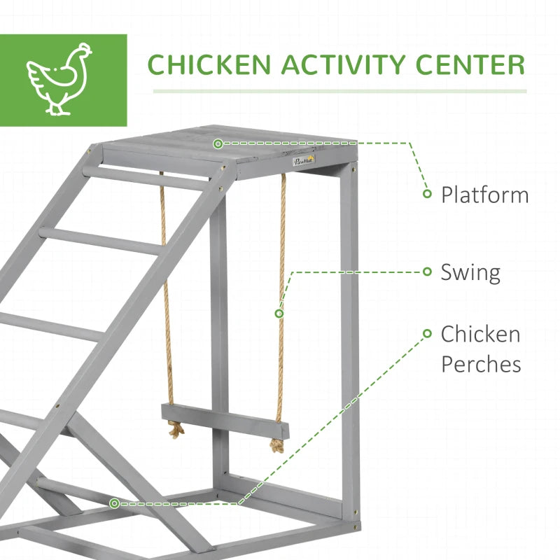 Large Chicken Run with Activity Shelf and Cover, 2.8 x 3.8 x 2m, Green