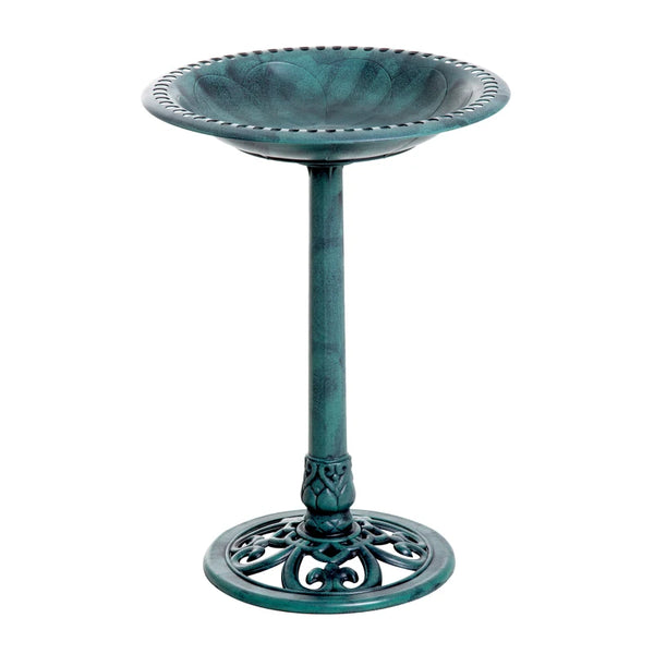 Green Garden Bird Bath with Scallop Pattern, 50cm