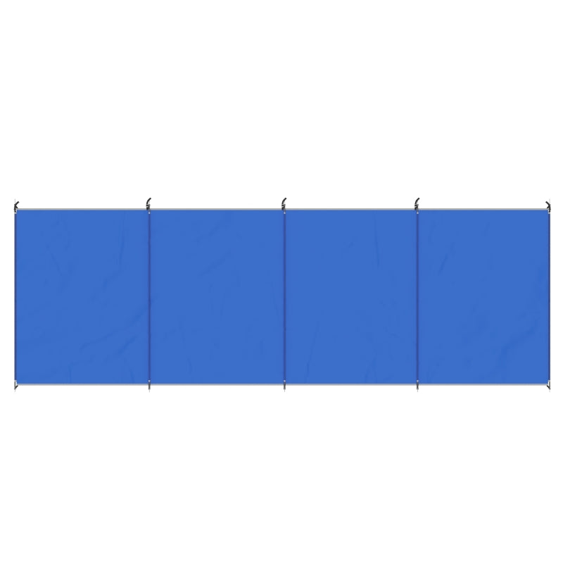 Portable Blue Camping Windbreak with Carry Bag, Steel Poles - 450cm x 150cm