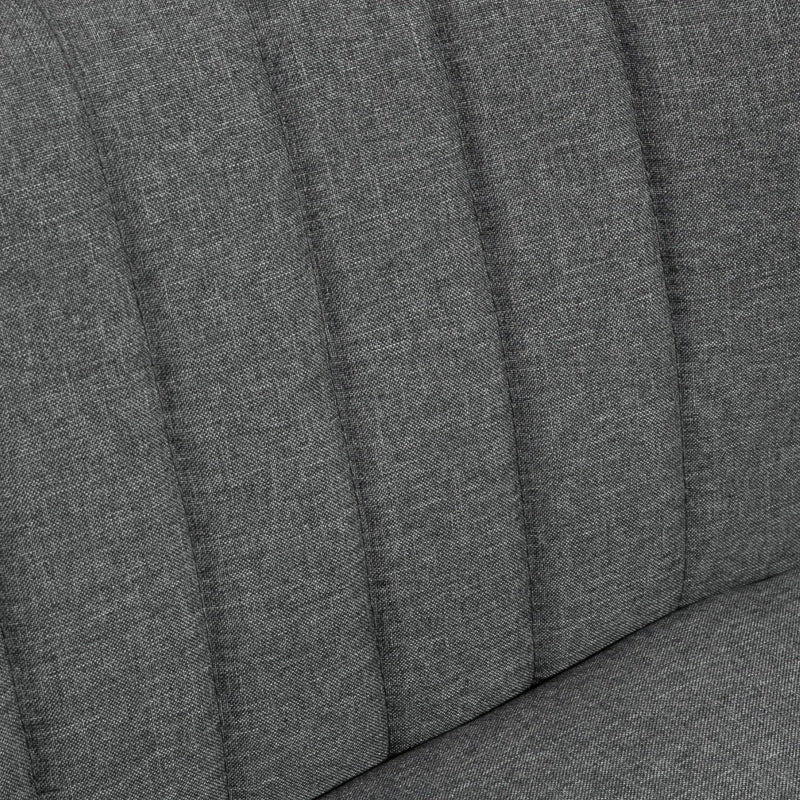 Grey Linen 2-Seater Sofa with Wood Legs