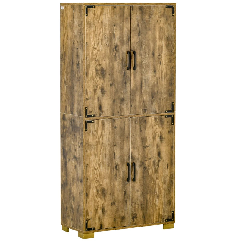 Rustic Wood 4-Door Farmhouse Cabinet with Shelves