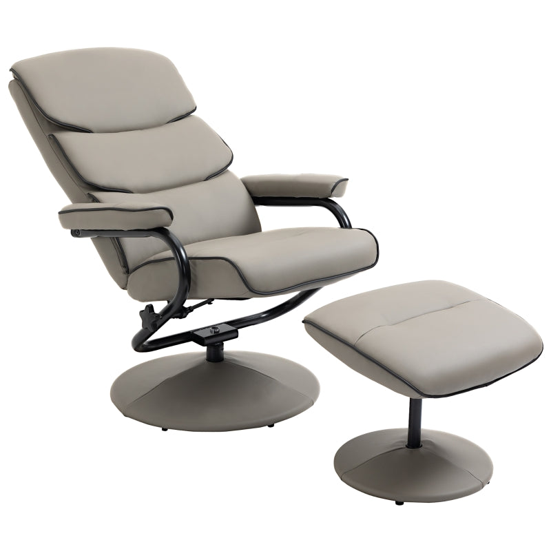 Grey Swivel Recliner Chair with Ottoman Set